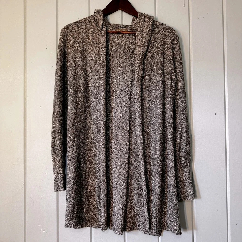 Lilla P Marled Slub Hooded Open Front‎ Cardigan Size XS